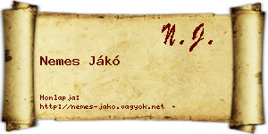 Nemes Jákó névjegykártya
